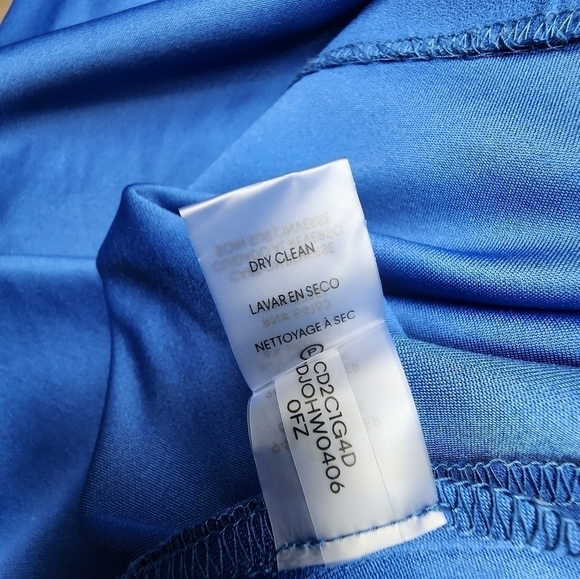 Calvin Klein Blue Ruffled V-Neck Midi Sheath Dress Size 12 - Picture 10 of 11